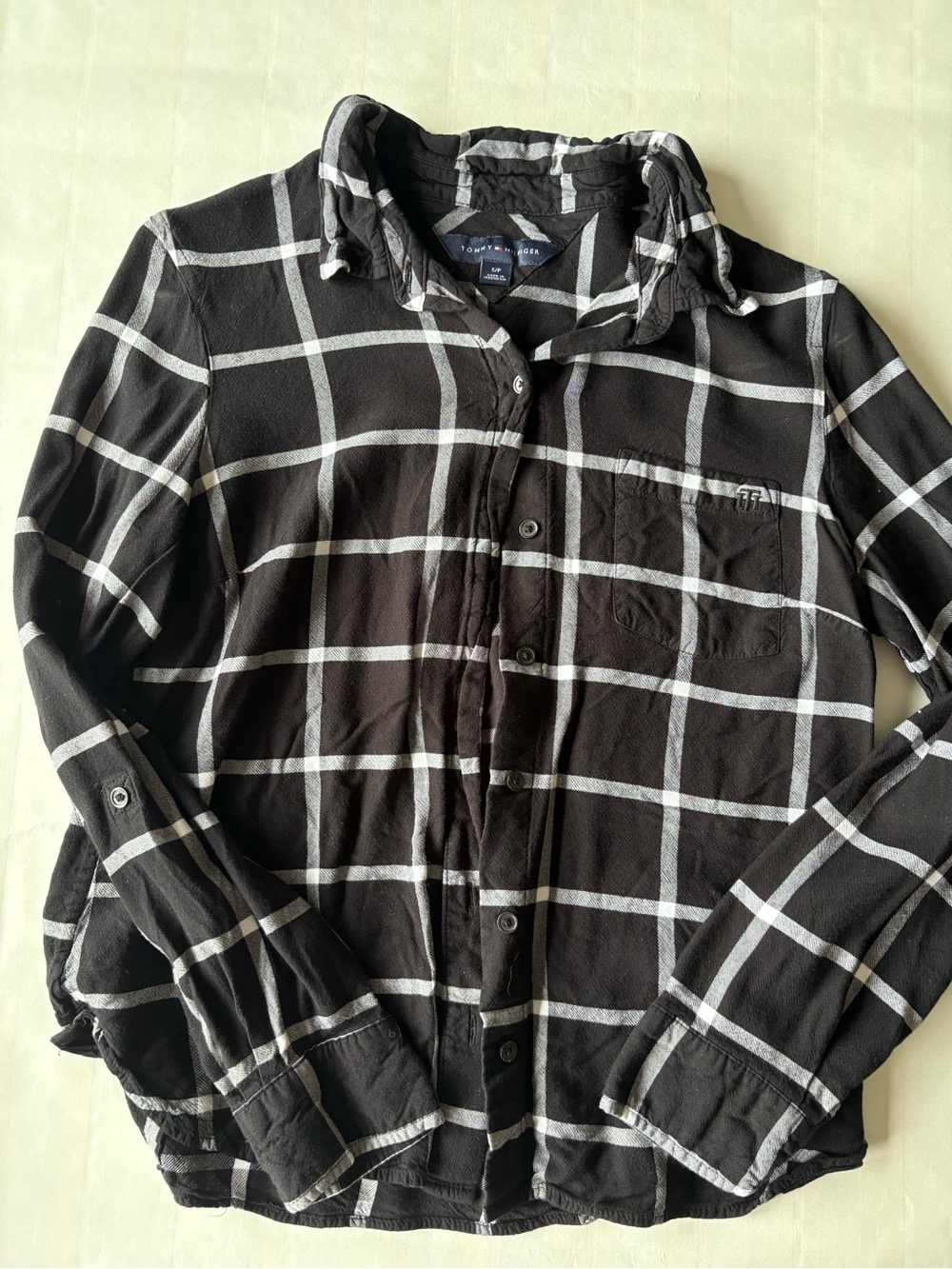 Tommy Hilfiger Black & White Plaid Lightweight Button-Down Shirt